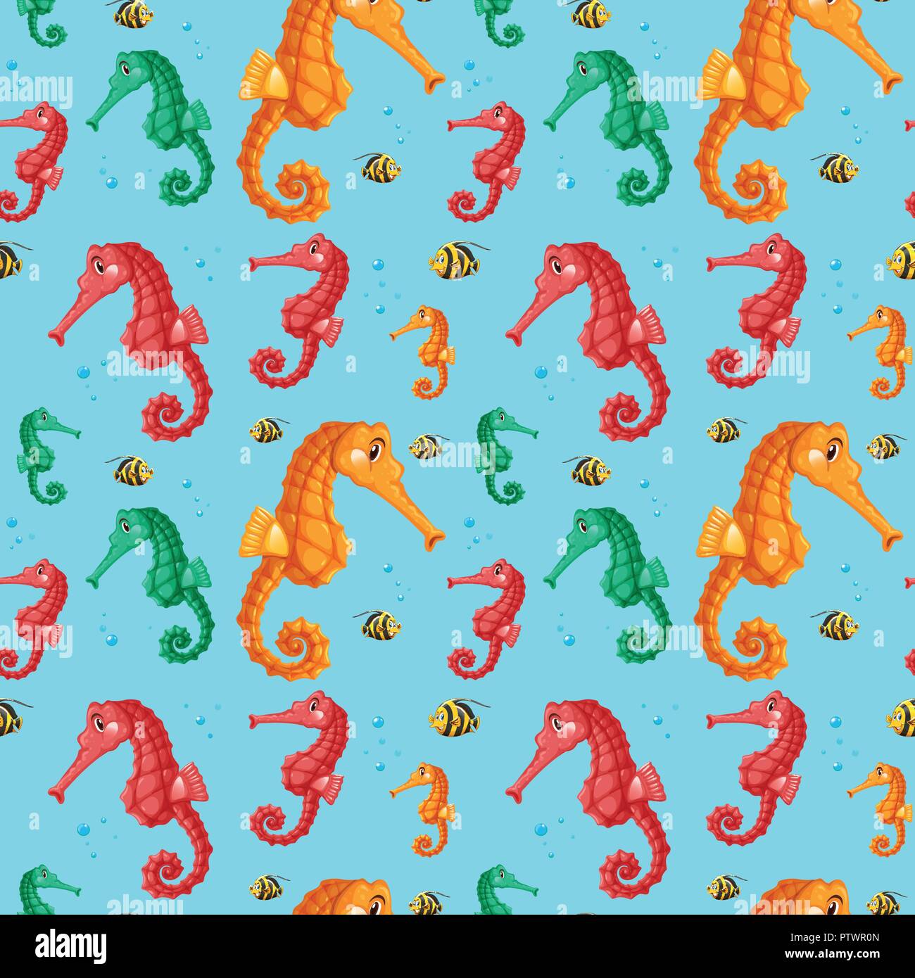 Seahorse illustration modèle transparent coloré Illustration de Vecteur