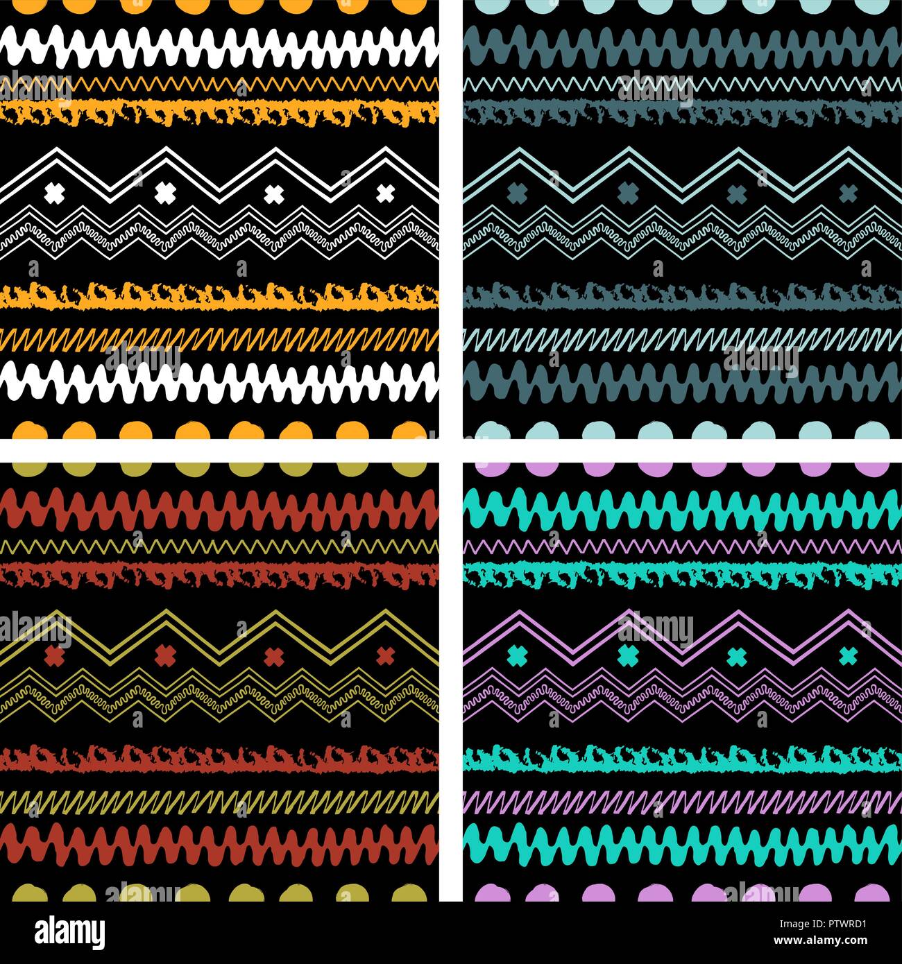 Jeu de Hand drawn seamless patterns ethniques peint. Modèle traditionnel des tribus des Indiens d'Amérique. Pour utiliser le papier peint, trames, page web zone Illustration de Vecteur