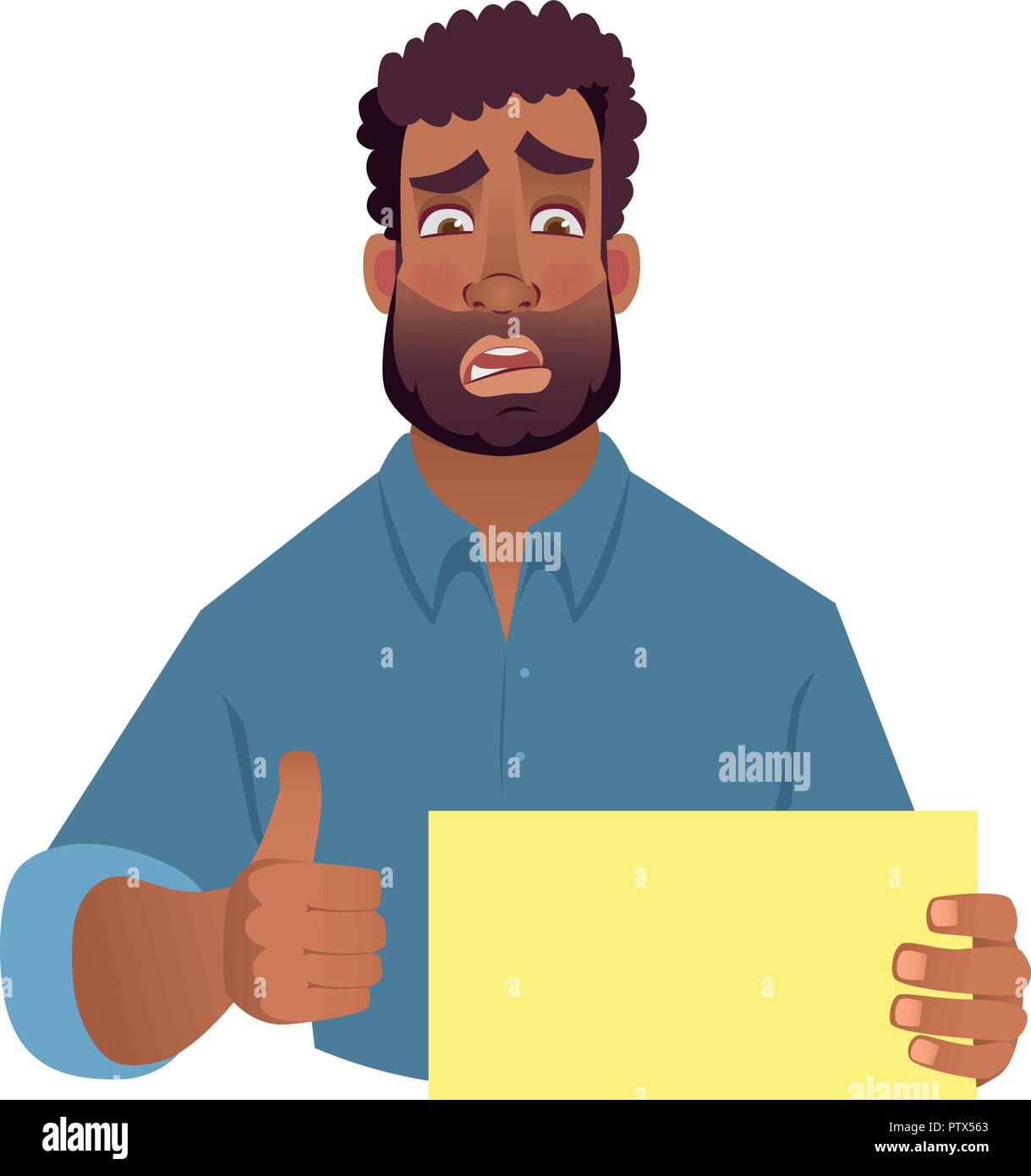 African man holding carte vierge. African American man with Thumbs up. Vector illustration Illustration de Vecteur