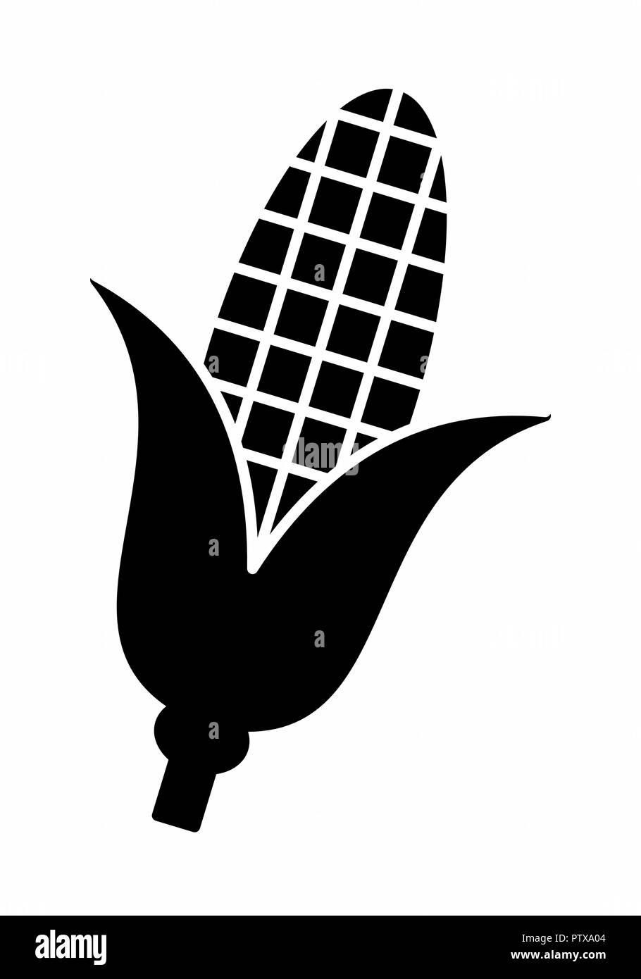 Silhouette sombre d'un épi de maïs isolé sur fond blanc Illustration de Vecteur