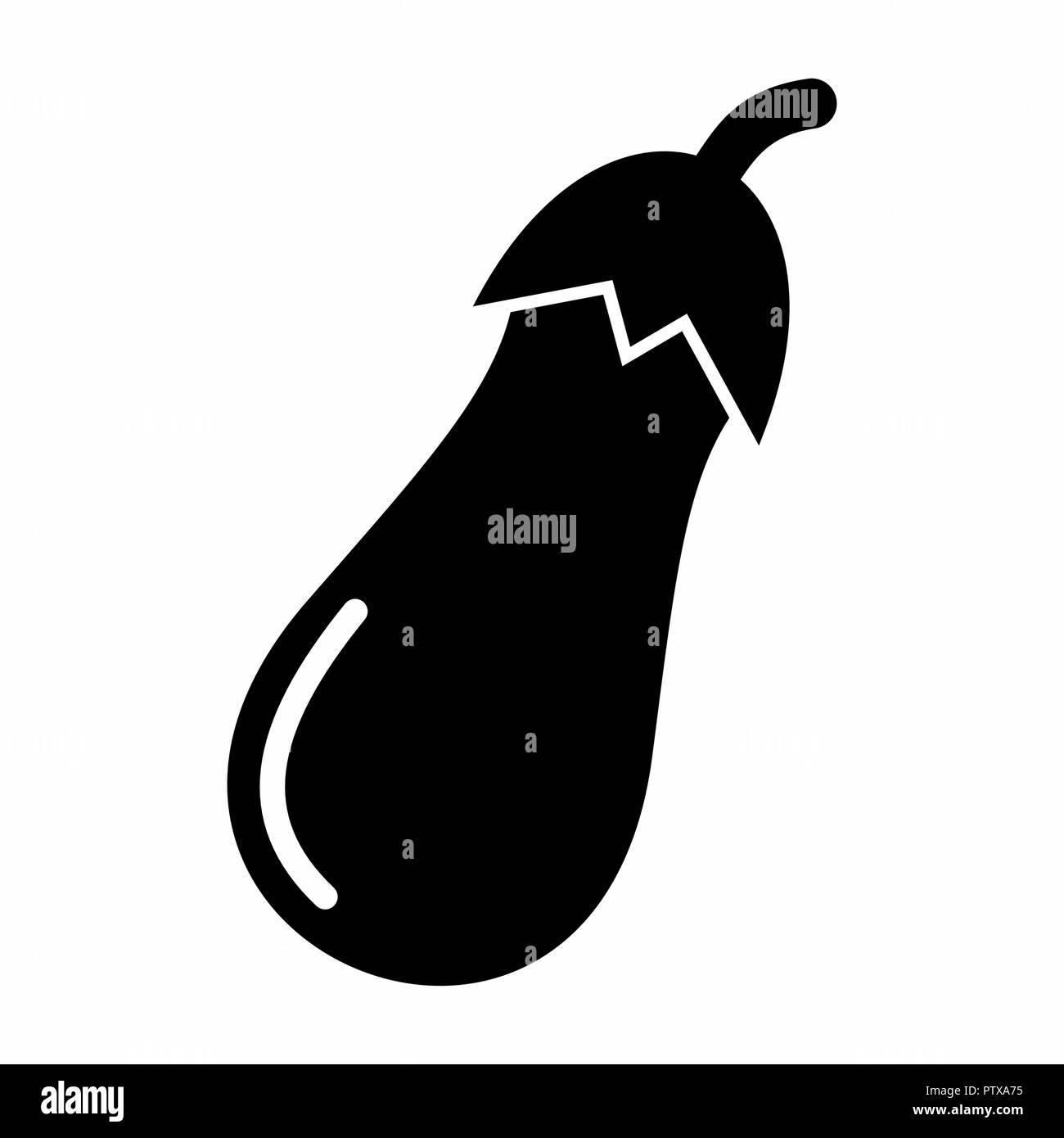 Silhouette sombre d'une aubergine isolé sur fond blanc Illustration de Vecteur