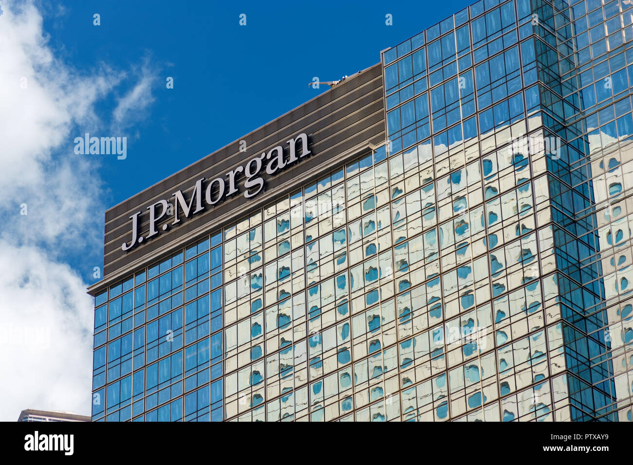 La construction de gratte-ciel de JP Morgan à Hong Kong Banque D'Images