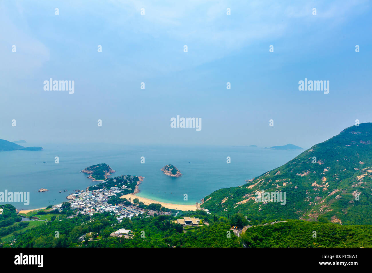 L'île de Hong Kong montagneux panoramique vue panoramique de Shek O Dragon's Back Mountain Trail Banque D'Images
