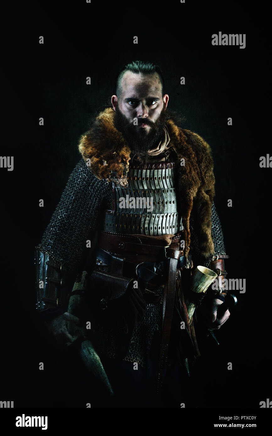 Viking : Portrait d'un guerrier médiéval Banque D'Images