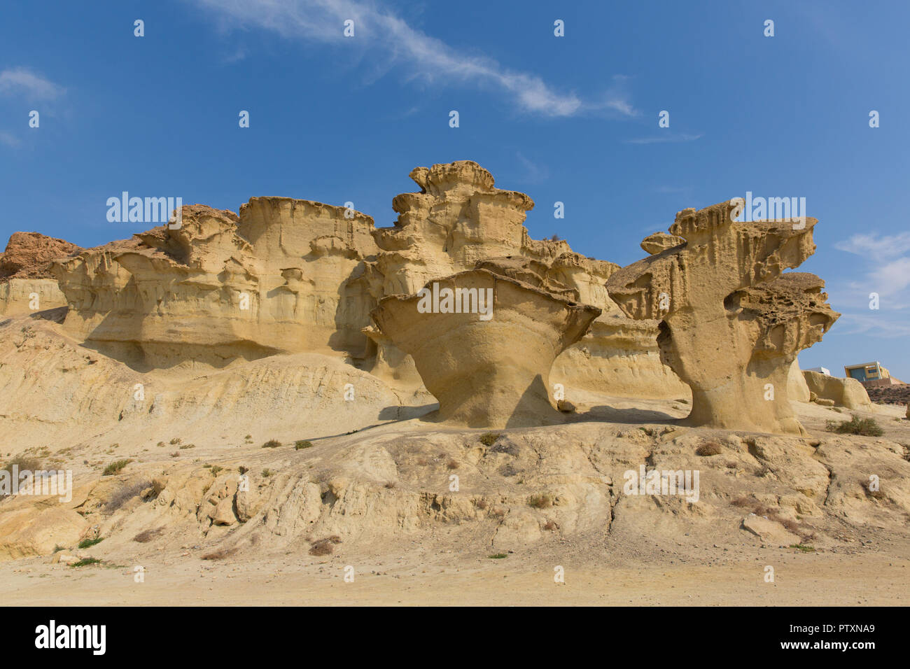 Rocher de grès Bolnuevo érosions de l'attraction touristique près de Mazarron Espagne Banque D'Images