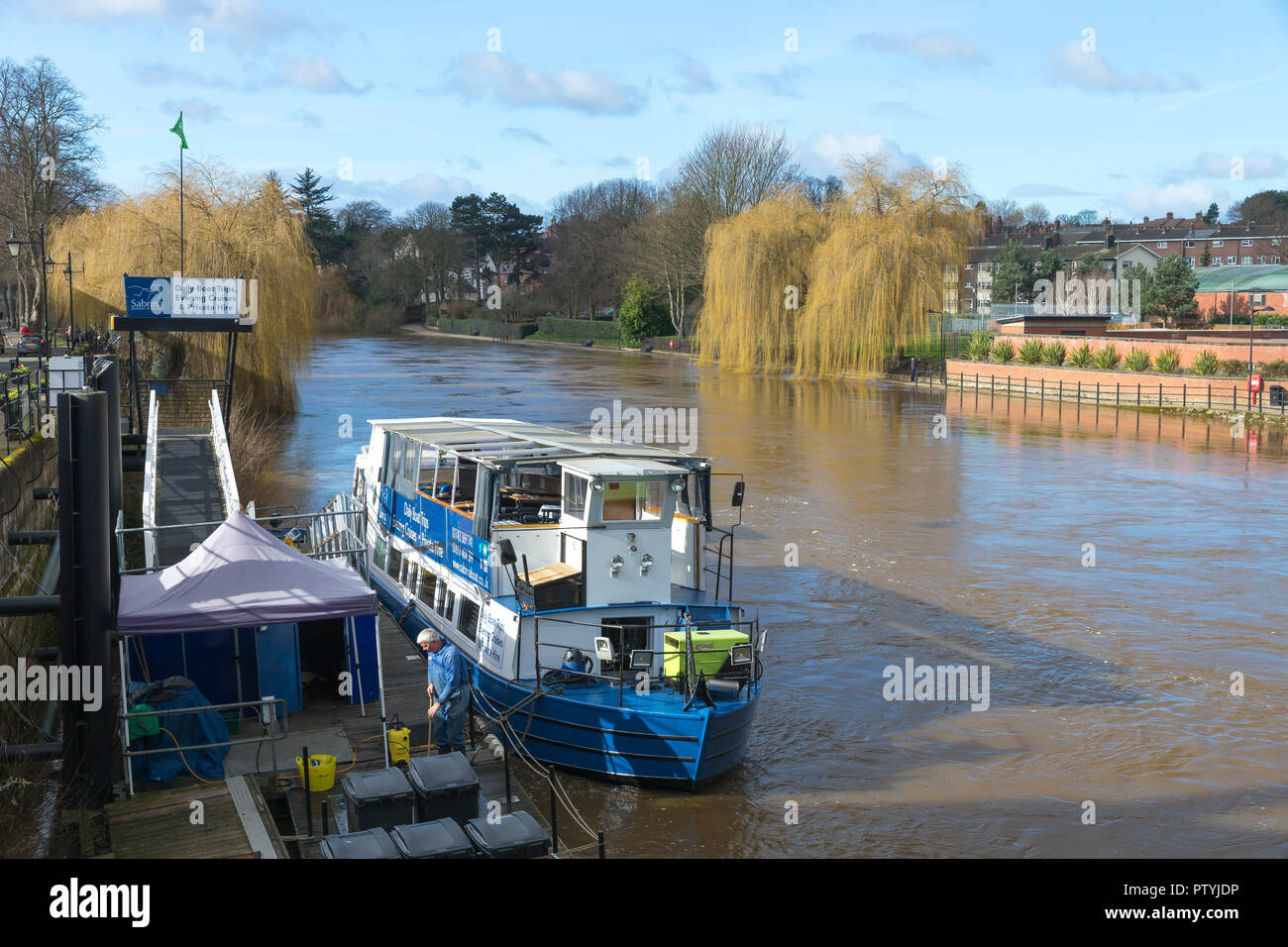 Sabrina Bateau, fleuve Severn, centre-ville, Shrewsbury, Shropshire, England, UK, FR, Banque D'Images