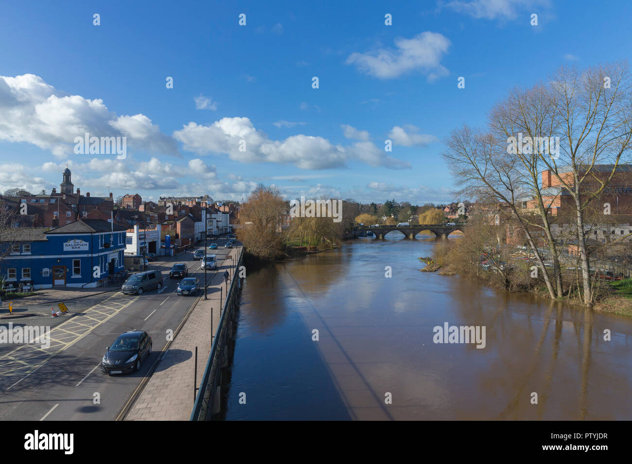 Smithfield Road, fleuve Severn, Shrewsbury, Shropshire, England, UK, FR, Banque D'Images
