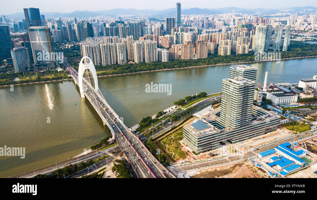 Photographie aérienne du paysage urbain de Guangzhou, Chine Banque D'Images