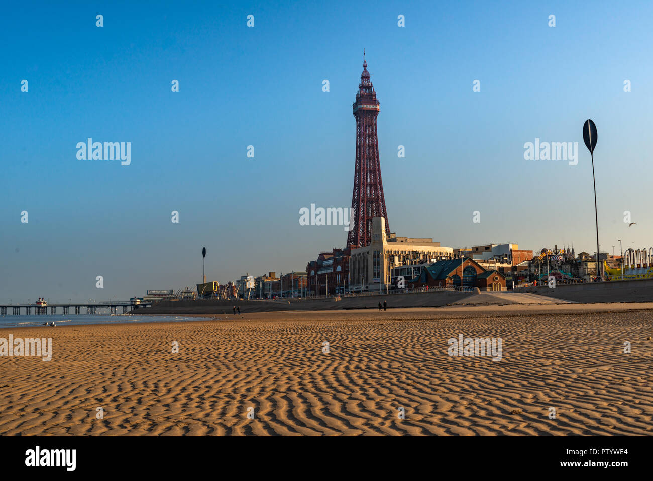 La tour de Blackpool et de la plage, Blackpool, Lancashire, Royaume-Uni Banque D'Images