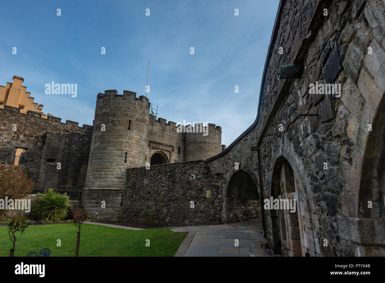 Vue depuis le jardin de la Reine Anne, le château de Stirling, Stirling, Ecosse, Royaume-Uni Banque D'Images