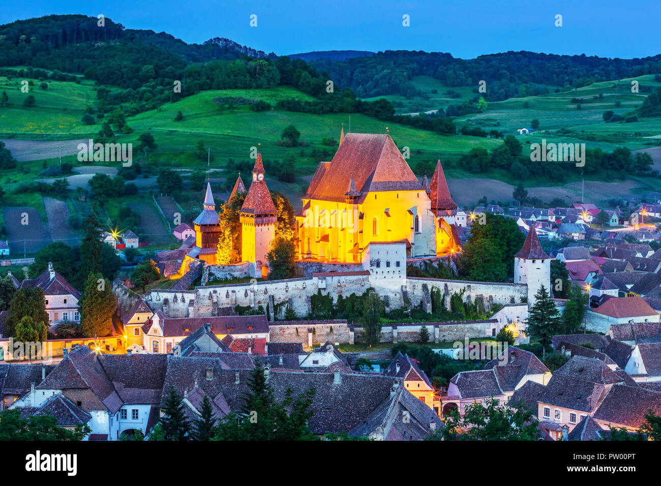 Biertan, Roumanie. Village Saxon avec l'église fortifiée de Transylvanie. Banque D'Images
