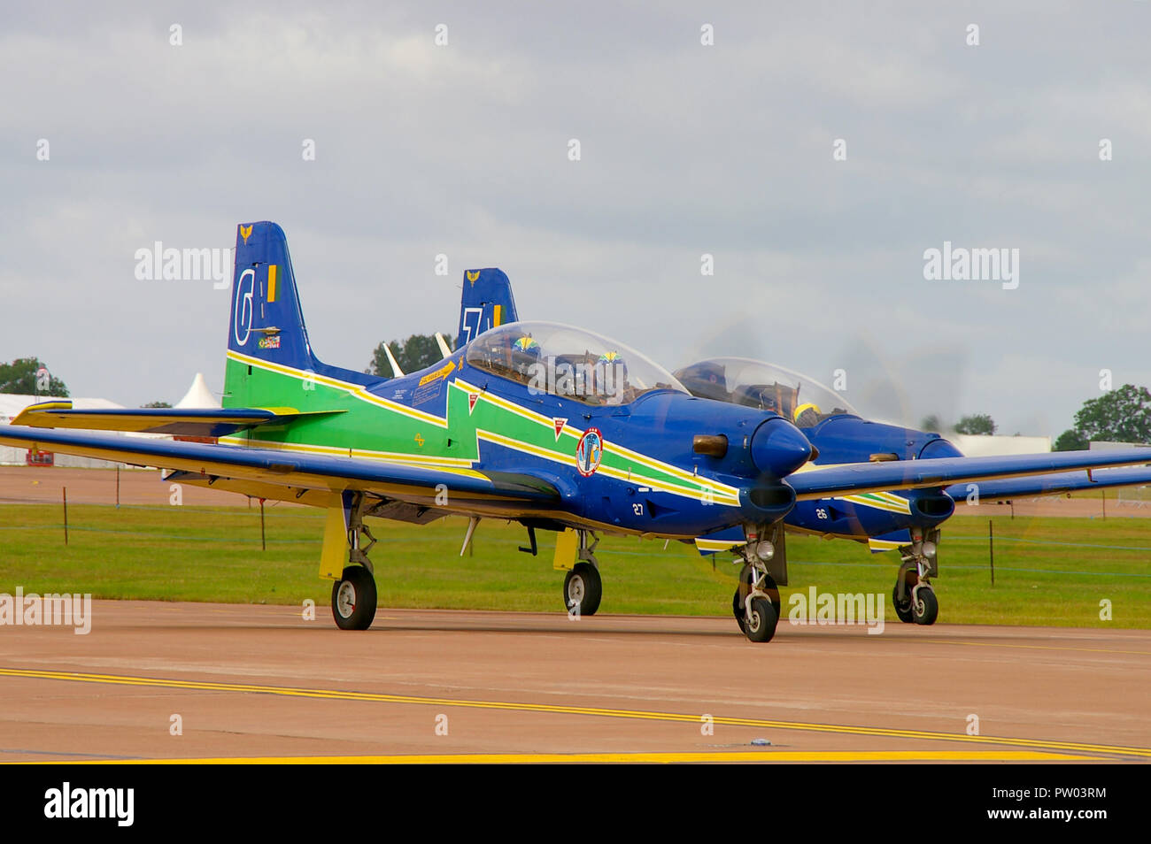 Escadron de démonstration aérienne, Esquadrão de Demonstração Aérea, populairement connu sous le nom d'escadron Smoke, Esquadrilha da Fumaça. L'équipe de l'armée de l'air brésilienne Banque D'Images
