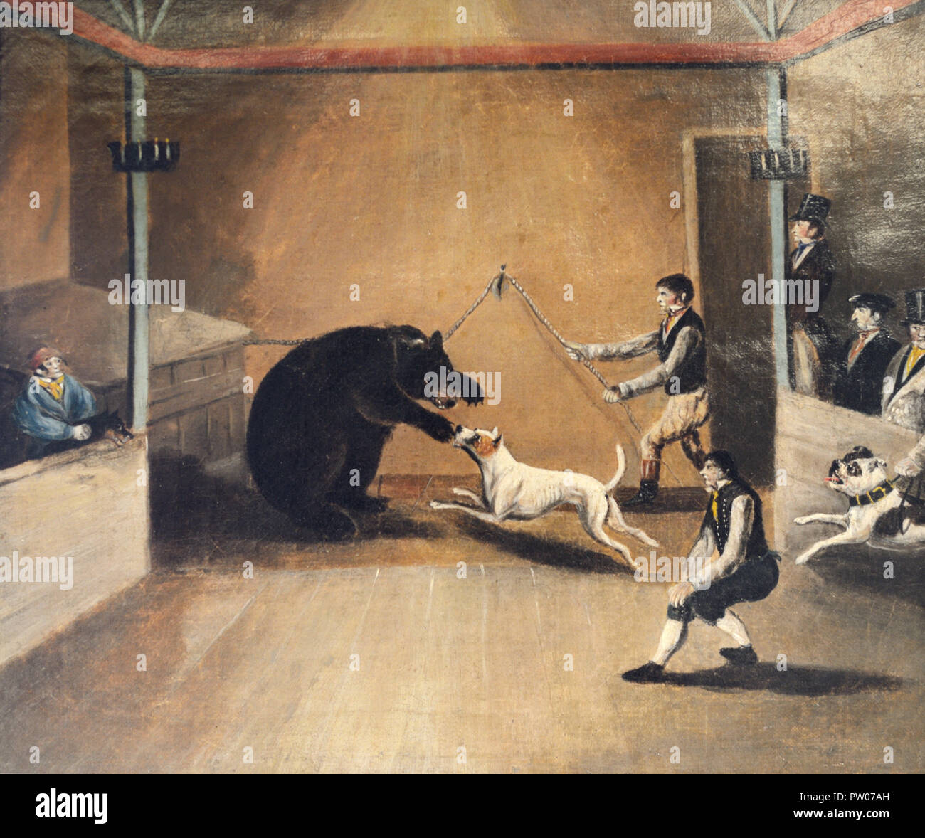 Bear-Baiting ou Bear Baiting en fosse aux ours ou d'ours Garden Arena Anon Huile sur toile Années 1830 Art Populaire, Art Naïf ou Art populaire de l'Angleterre Banque D'Images