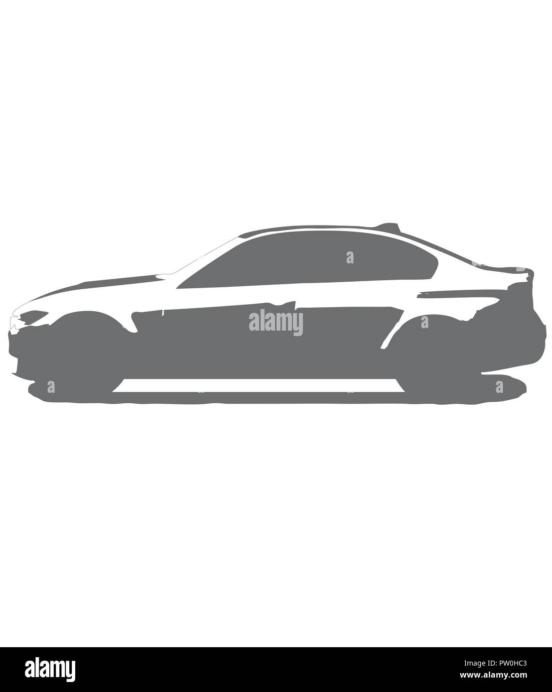 Bmw m3 silhouette en noir et blanc. Voiture de sport allemande. Parfait pour un autocollant, logo ou t shirt. Une forte voiture ciel Illustration de Vecteur