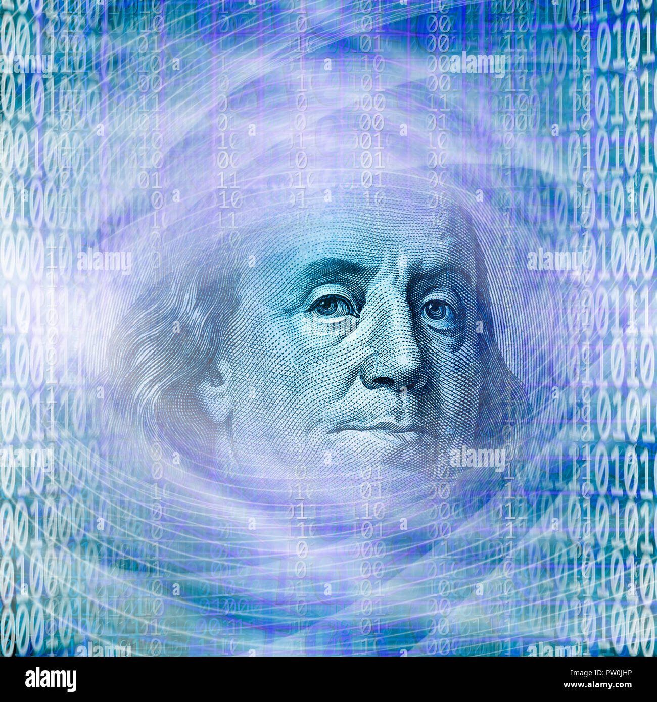 Image business internet conceptuel d'un code binaire technologie pur avec de l'argent Banque D'Images