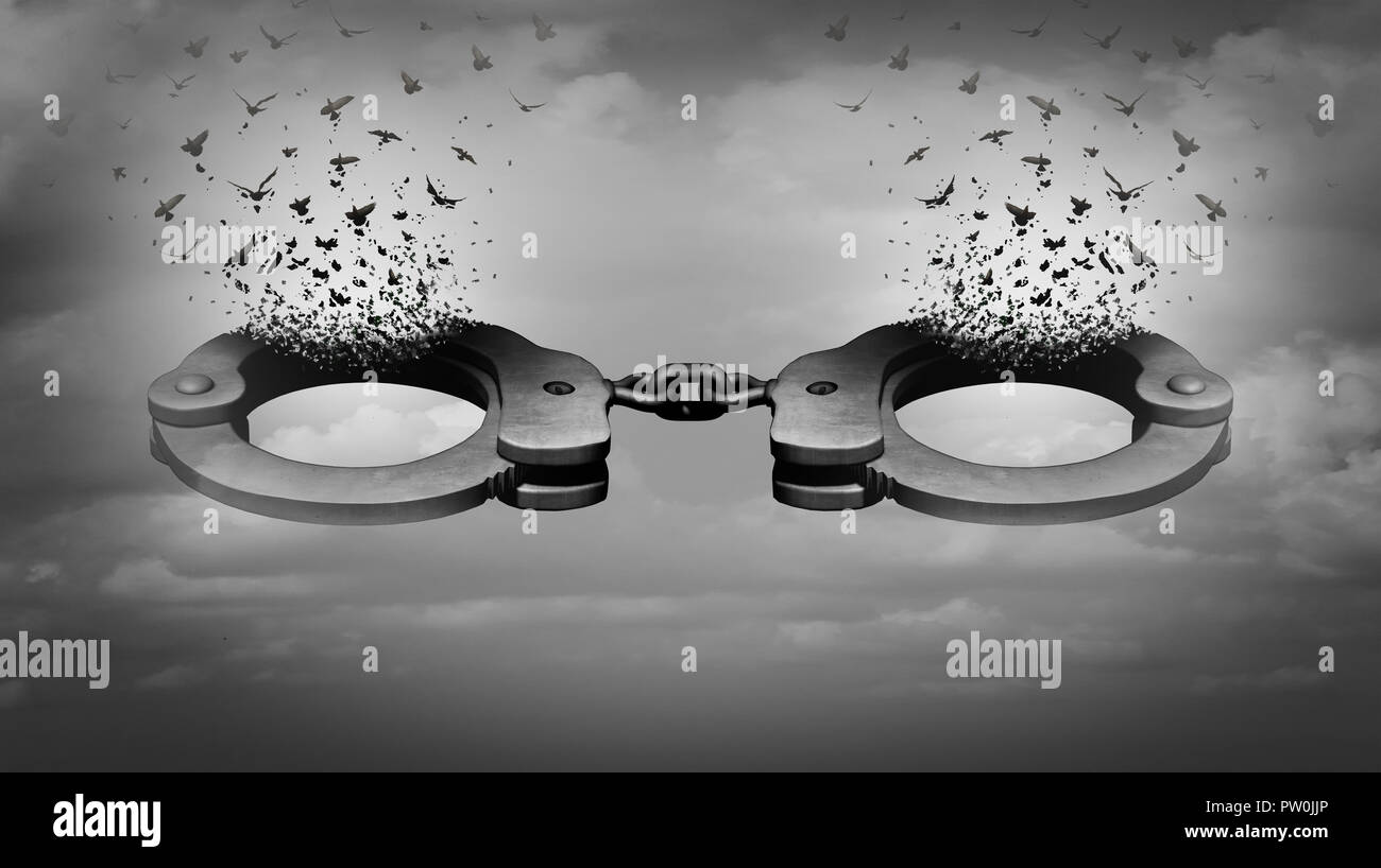 La réforme des prisons justice sociale concept et la réadaptation des prisonniers à se réinsérer dans la société et la récidive des détenus des services de correction ou concept. Banque D'Images