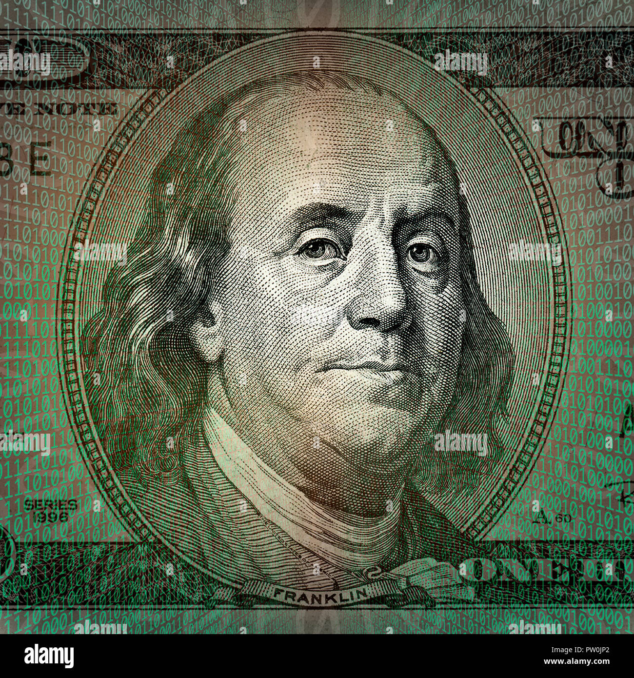 Image business internet conceptuel d'un code binaire technologie pur avec de l'argent Banque D'Images