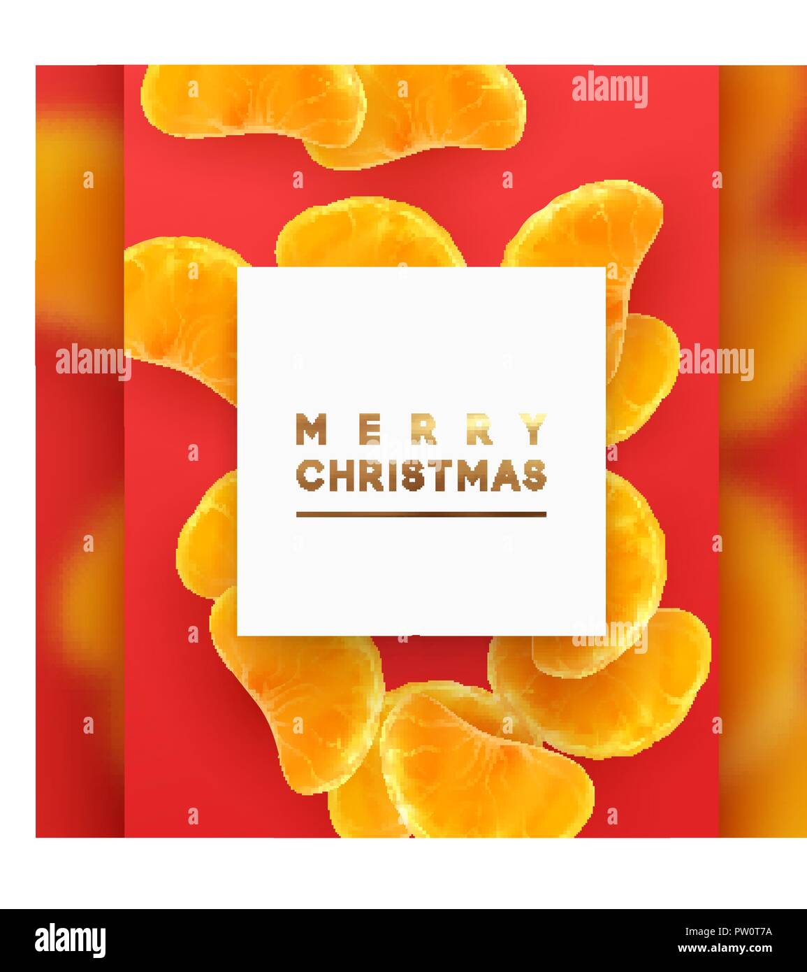 Joyeux Noël carte. Fruit fond rose. Tranches d'orange et de mandarine sont dispersés. Illustration de Vecteur