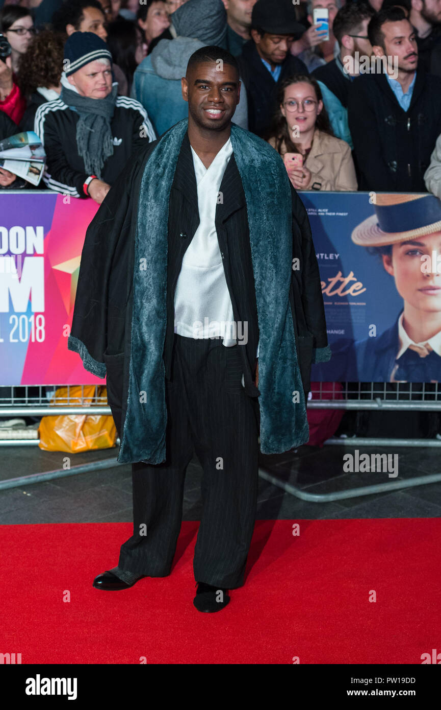 Londres, Royaume-Uni. 11 octobre 2018. Johnny Palmer assiste à la première de film britannique 'Colette' au Cineworld, Leicester Square durant la 62e Festival du Film de Londres BFI Mécènes Gala. Credit : Wiktor Szymanowicz/Alamy Live News Banque D'Images