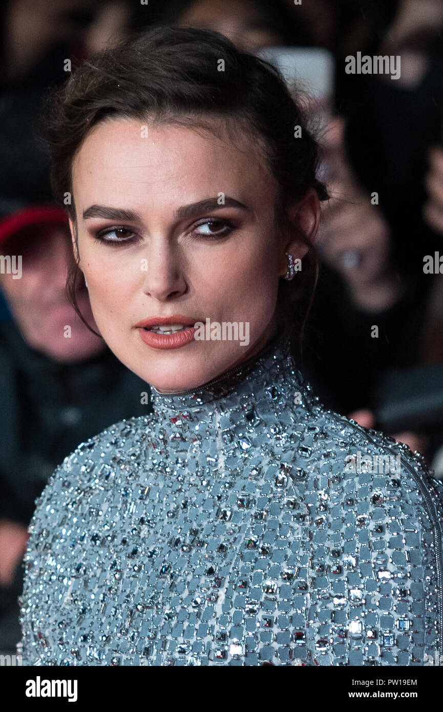 Londres, Royaume-Uni. 11 octobre 2018. Keira Knightley assiste à la première du film britannique 'Colette' au Cineworld, Leicester Square durant la 62e Festival du Film de Londres BFI Mécènes Gala. Credit : Wiktor Szymanowicz/Alamy Live News Banque D'Images