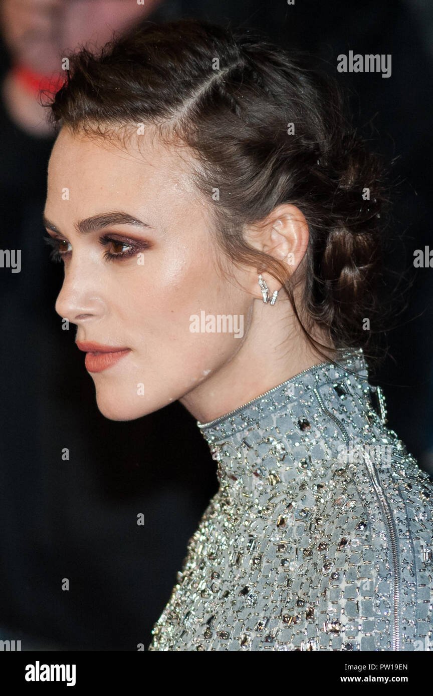 Londres, Royaume-Uni. 11 octobre 2018. Keira Knightley assiste à la première du film britannique 'Colette' au Cineworld, Leicester Square durant la 62e Festival du Film de Londres BFI Mécènes Gala. Credit : Wiktor Szymanowicz/Alamy Live News Banque D'Images