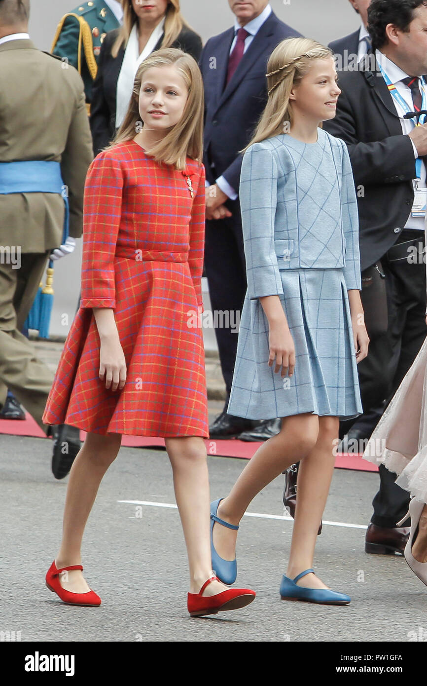 Madrid, Espagne. 12 octobre, 2018. Leonora et Princess Princess Sofia assister à la journée nationale de parade à la place de Lima à Madrid, Espagne le 12 octobre 2018. 12 octobre, 2018. Credit : Jimmy Olsen/Media Espagne*** ***aucune perforation/Alamy Live News Banque D'Images