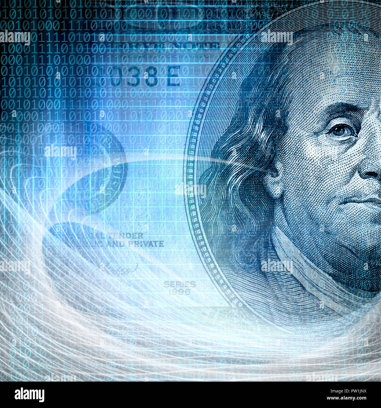 Image business internet conceptuel d'un code binaire technologie pur avec de l'argent Banque D'Images