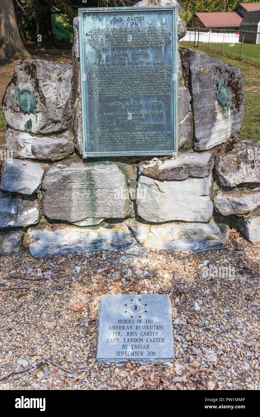 Ripley, TN, USA-10/1/18 : Pierre tombale localise les tombes de John Carter, Landon Carter, et Elizabeth Carter. Banque D'Images