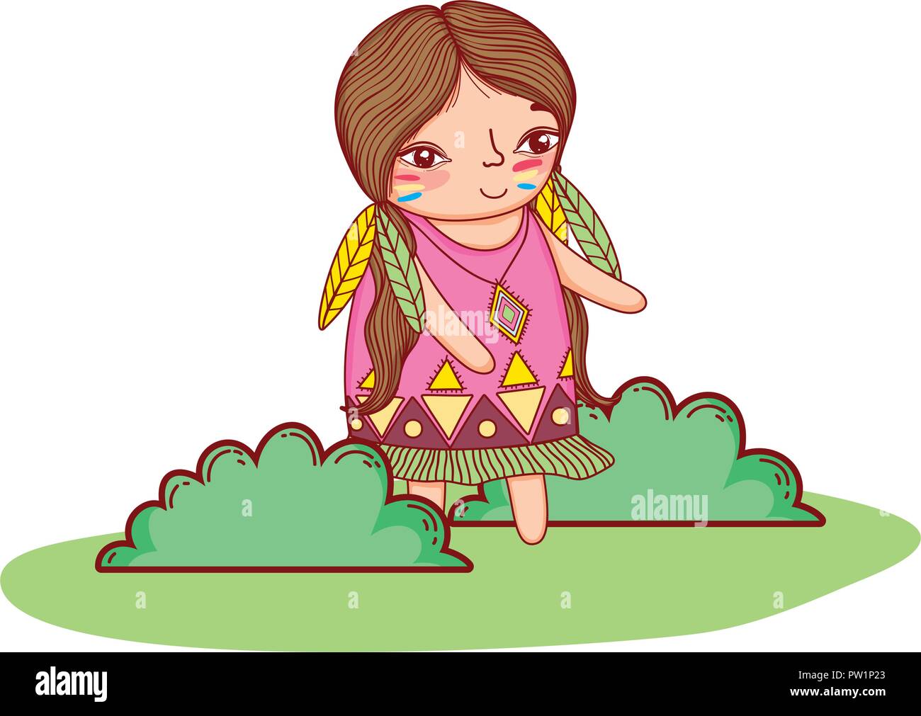 American Indian girl cartoon Illustration de Vecteur