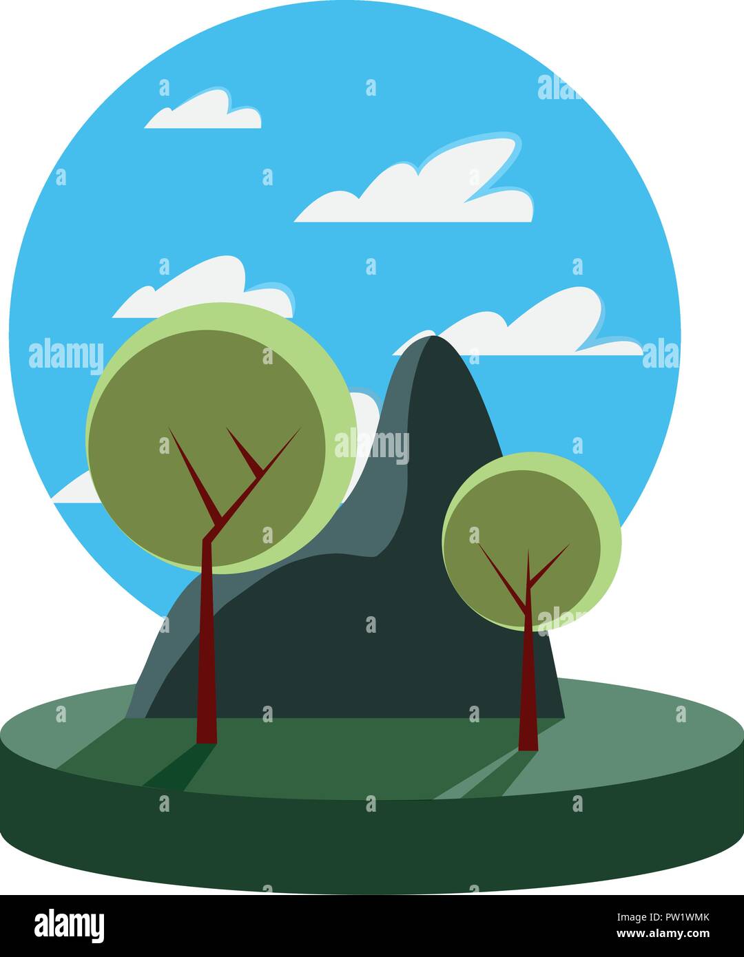 Les pins de montagne ciel du matin nature paysage vector illustration Illustration de Vecteur