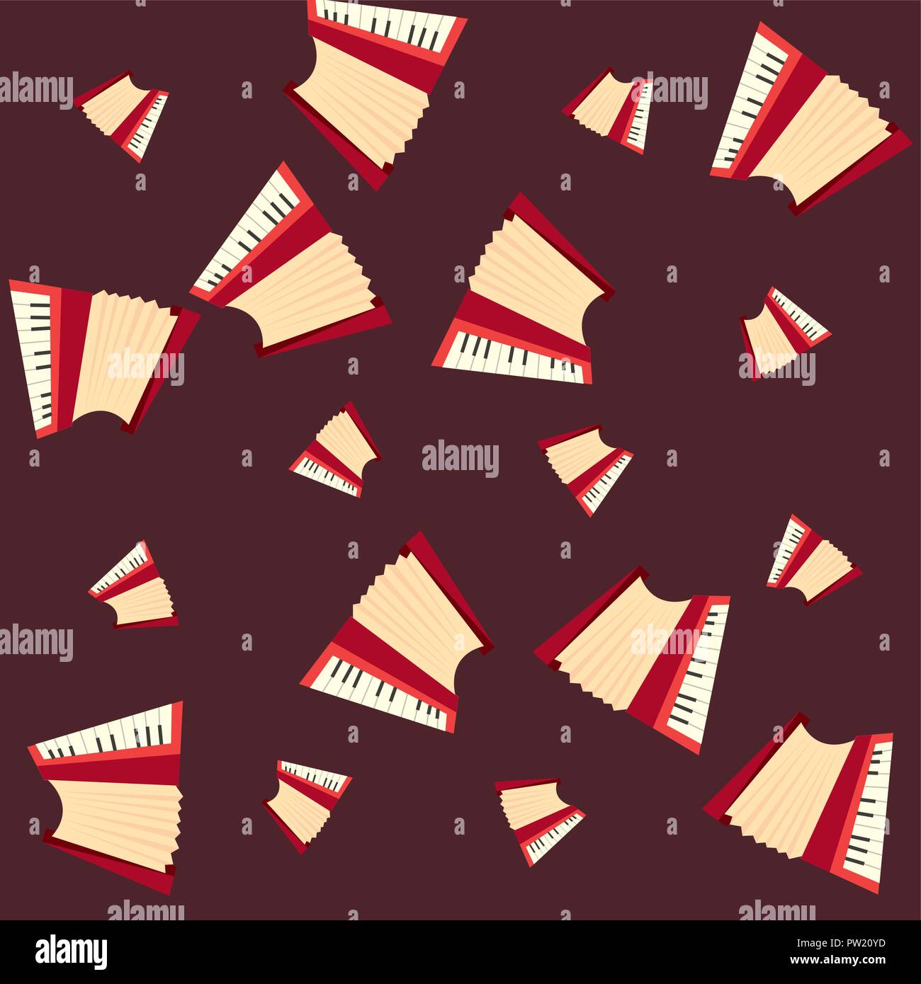 Instrument de musique à vent accordéon background vector illustration
