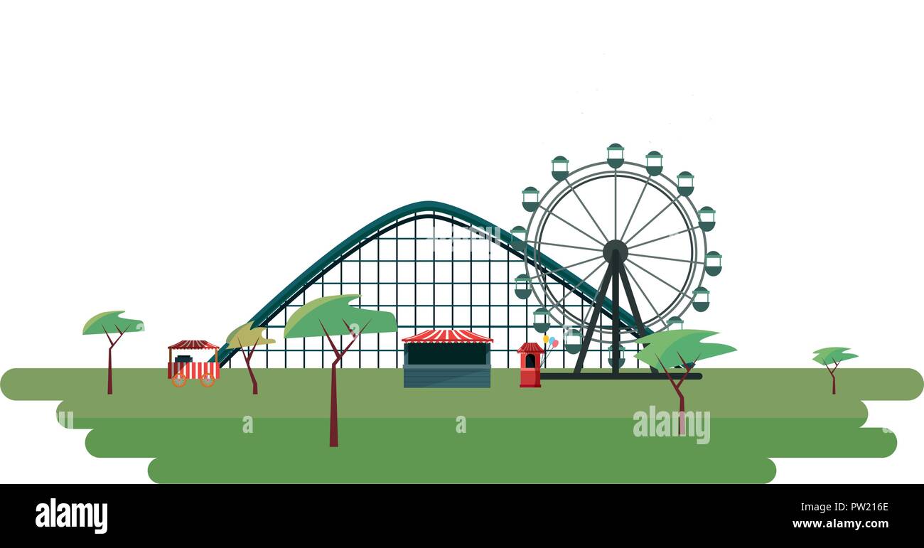 Roller Coaster grande roue carnival booth vector illustration Illustration de Vecteur