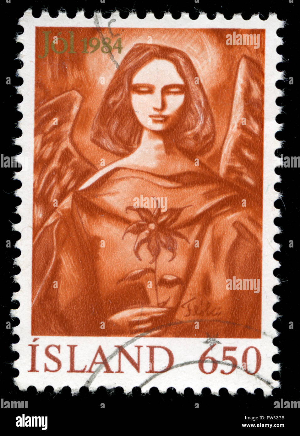 Timbre cachet de l'Islande, à la série de noël publié en 1964 Banque D'Images