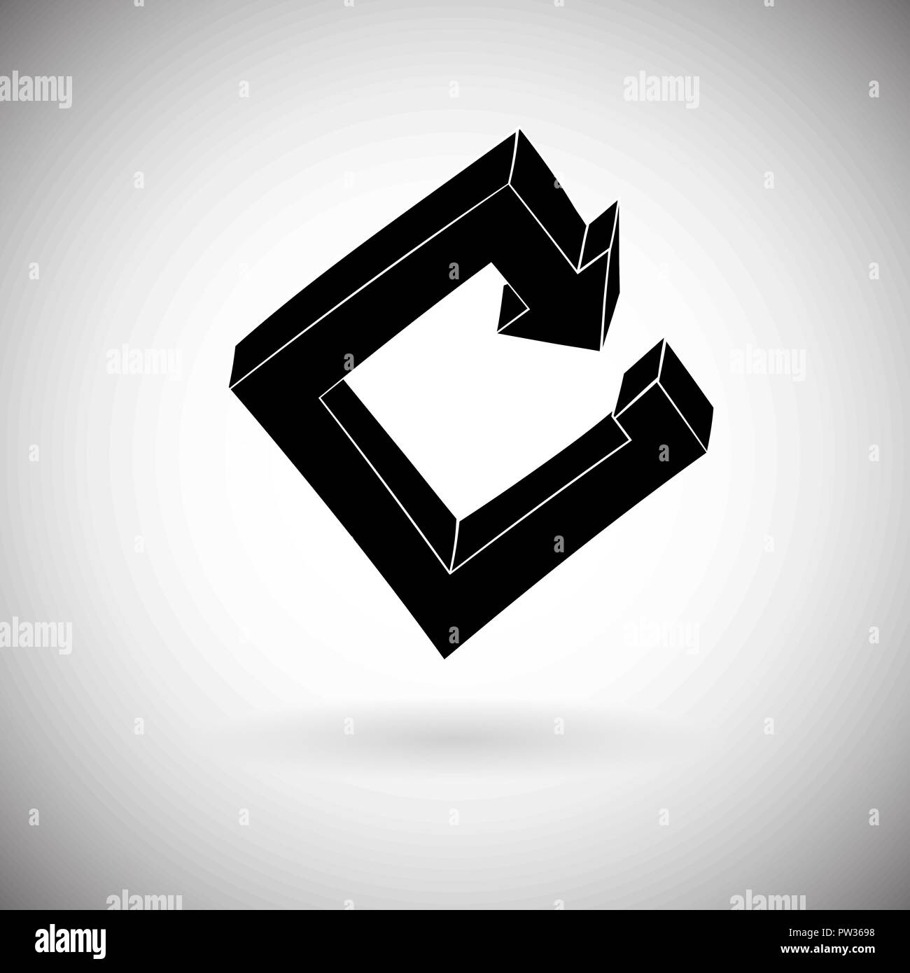 Squared flèche. Inscrivez-plat noir. Croquis dessinés à la main, Illustration de Vecteur