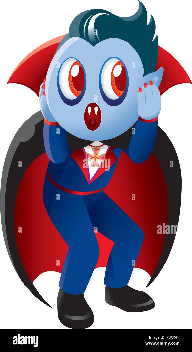 Un mignon petit vampire en fond blanc. Illustration de Vecteur