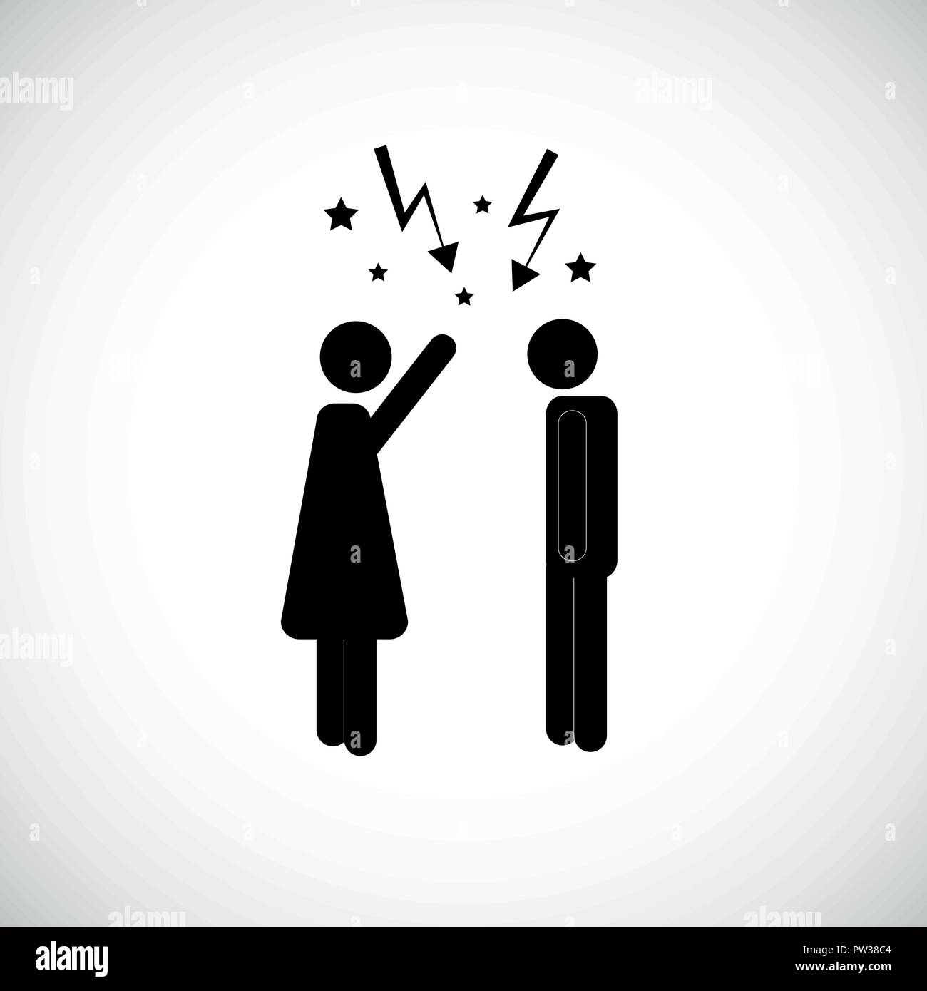 Homme triste et femme en colère arguant pictogramme icône vector illustration Illustration de Vecteur