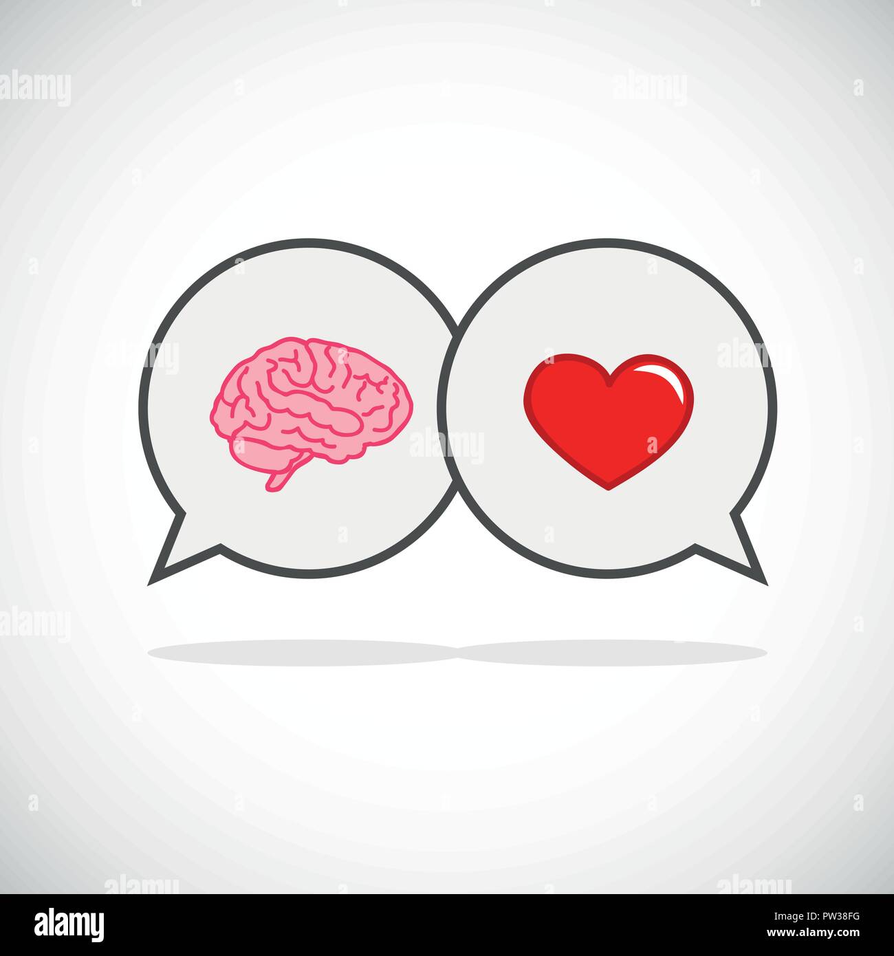 Concept du cœur et du cerveau conflit entre les émotions et la pensée rationnelle illustration vecteur EPS10 Illustration de Vecteur