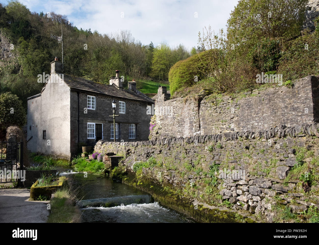 Castleton cottages dans le Peak District National Park Banque D'Images