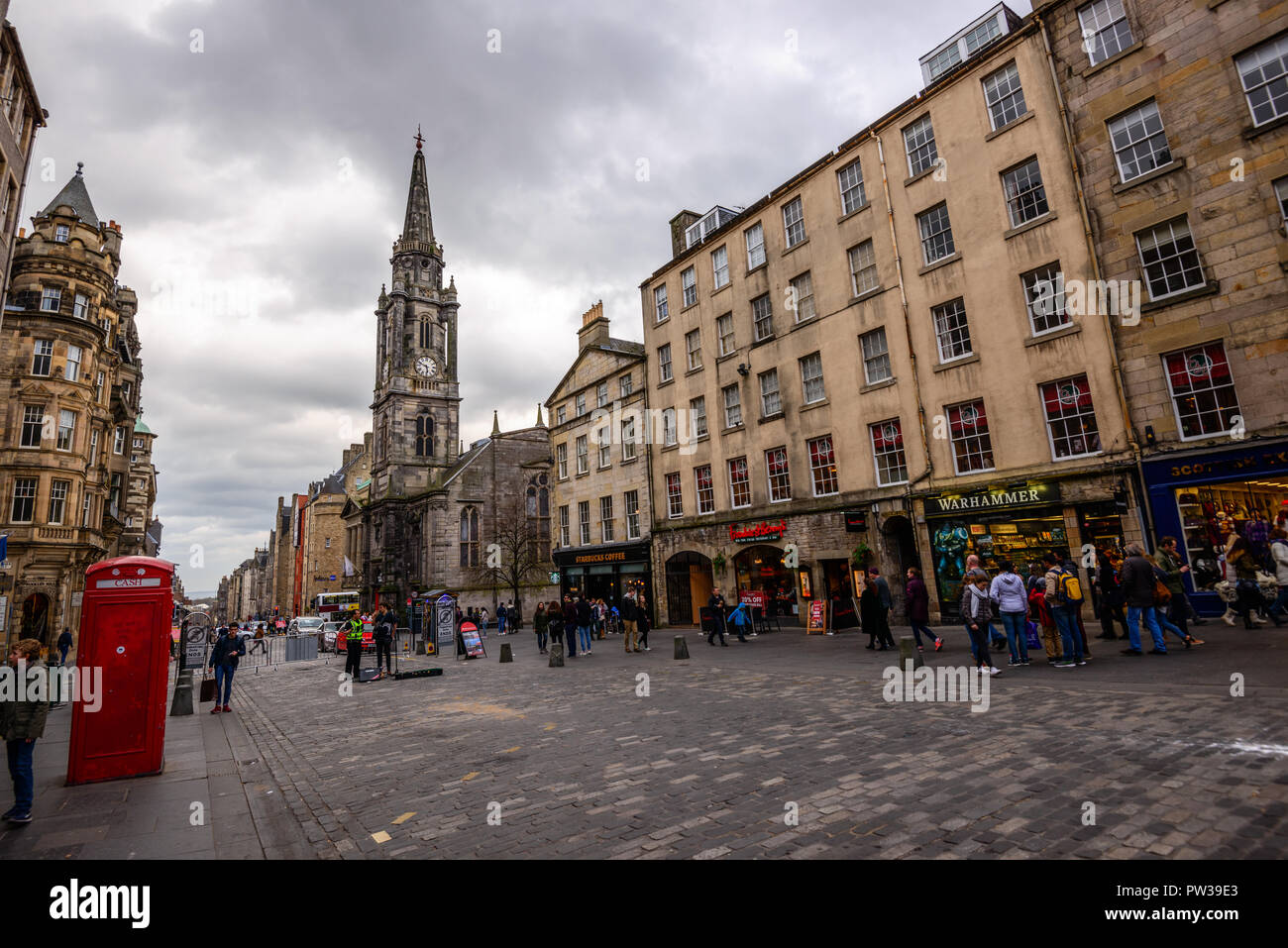 Le Royal Mile, Tron Kirk Bell Tower, Édimbourg, Écosse, Royaume-Uni Banque D'Images