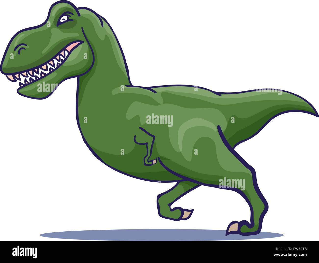 Hand Drawn Cartoon Tyrannosaure d'exécution. Vector Illustration de Vecteur