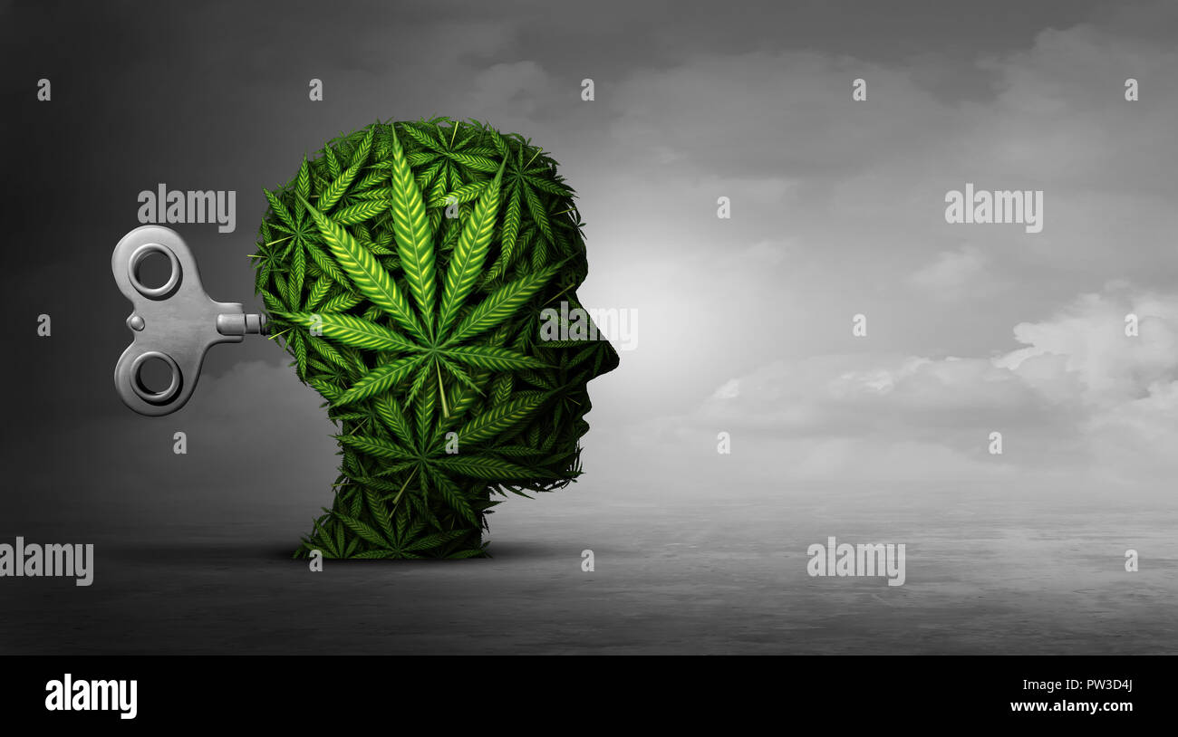 Le cannabis et la fonction mentale avec l'utilisation de la marijuana comme un établissement psychiatrique ou en psychiatrie concept de l'effet sur le cerveau d'activités récréatives. Banque D'Images