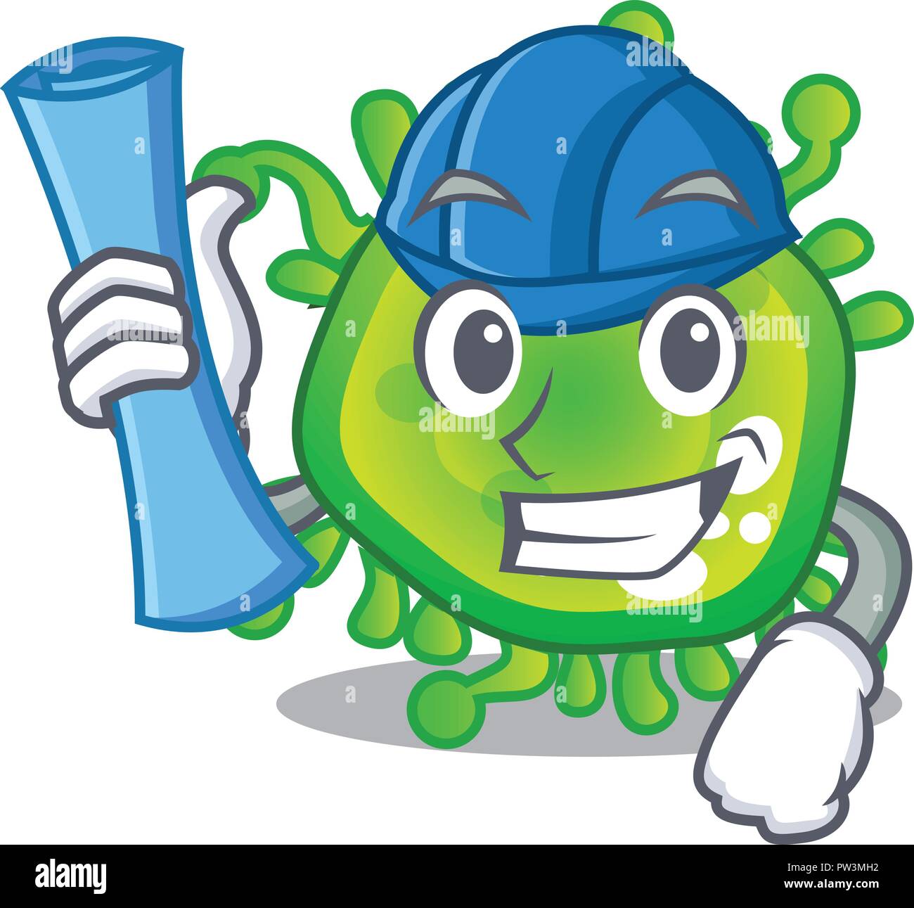 Cartoon architecte microba bactéries virus dans le corps Illustration de Vecteur