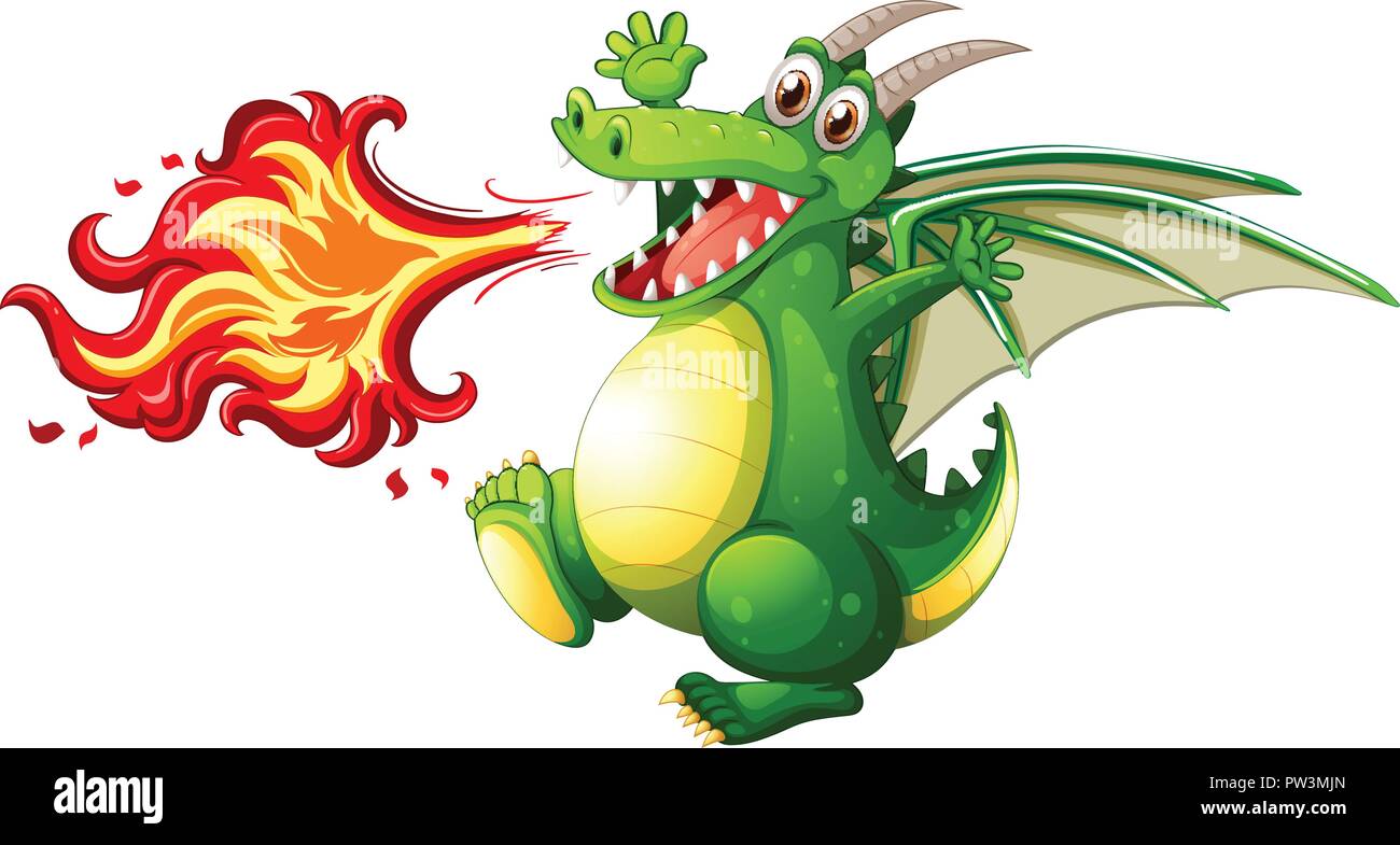 Un Feu Du Dragon Vert Illustration Image Vectorielle Stock Alamy