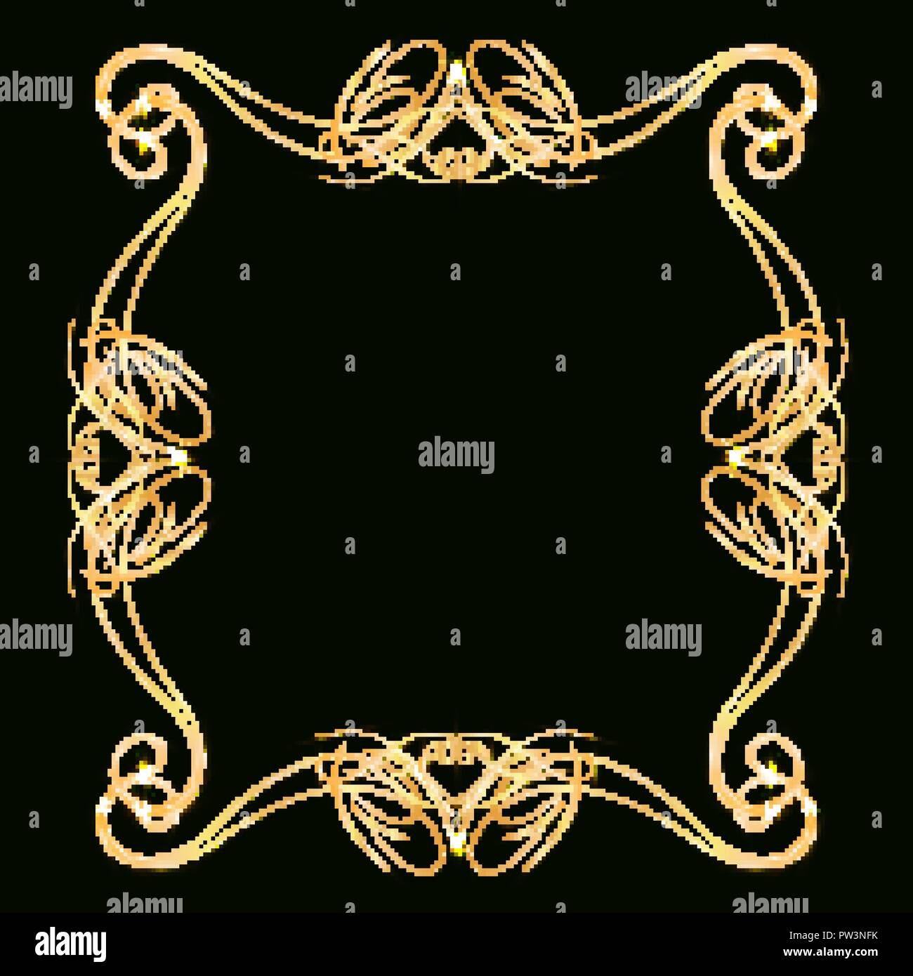 Cadre D Or De Decoration Avec Des Elements D Or Sur Un Fond Sombre De Cartes D Invitation Carte De Mariage Decor En Blanc Pour La Conception De La Couverture Image Vectorielle Stock Alamy