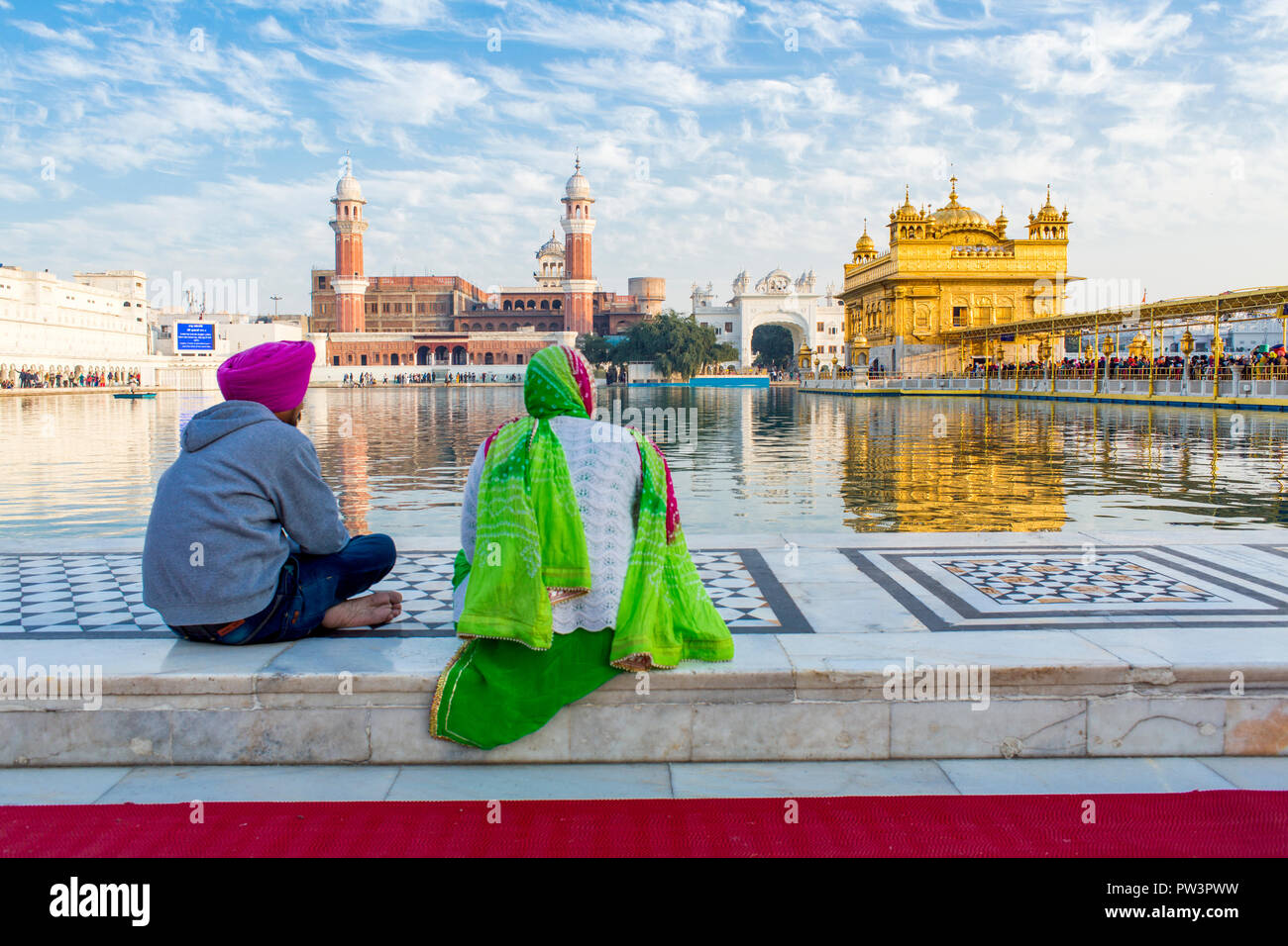 L'Inde, Punjab, Amritsar, - Temple d'Or, le Harmandir Sahib, Amrit Sagar - lac de Nectar Banque D'Images
