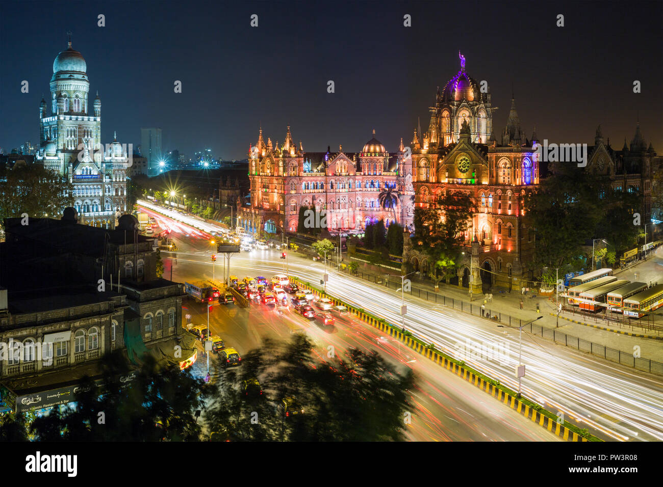 L'Inde, Mumbai, Maharashtra, Maharaj Chhatrapati Shivaji terminus Gare ferroviaire (CSMT), (anciennement Victoria Terminus), site du patrimoine mondial de l'UNESCO Banque D'Images