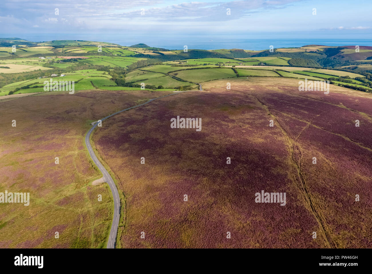 Royaume-uni, Devon, Parc National d'Exmoor, vue aérienne sur les Maures Banque D'Images