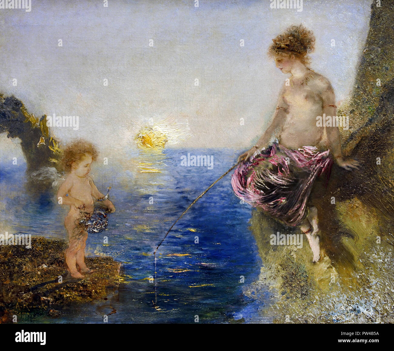 La pêche de l'amour 1875 par Anton Romako 1832 - 1889 peintre autrichien. L'Autriche . ( Anton Romako a été l'un des grands pionniers du modernisme ) Banque D'Images