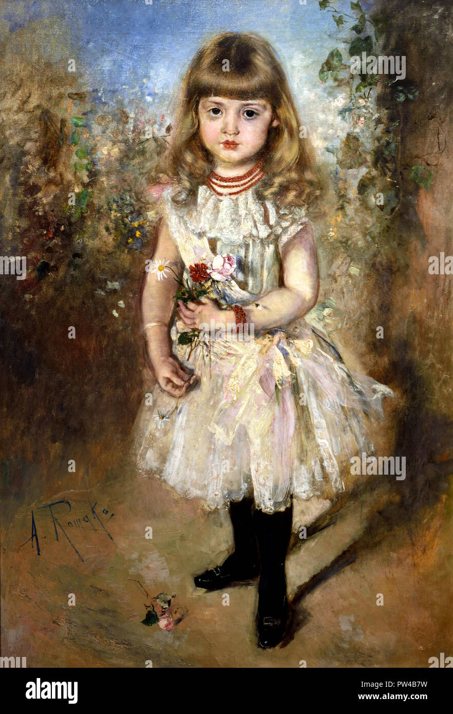 Portrait de la cantatrice Lilly Helgers en fille 1888 par Anton Romako 1832 - 1889 peintre autrichien. L'Autriche . ( Anton Romako a été l'un des grands pionniers du modernisme ) Banque D'Images