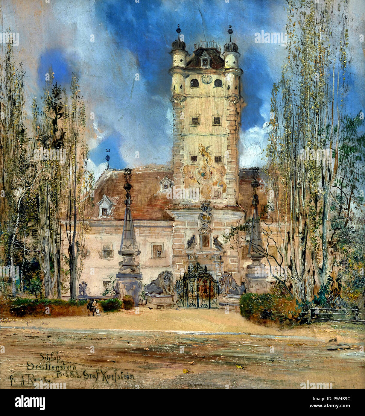 Château Greillenstein par Anton Romako 1832 - 1889 peintre autrichien. L'Autriche . ( Anton Romako a été l'un des grands pionniers du modernisme ) Banque D'Images